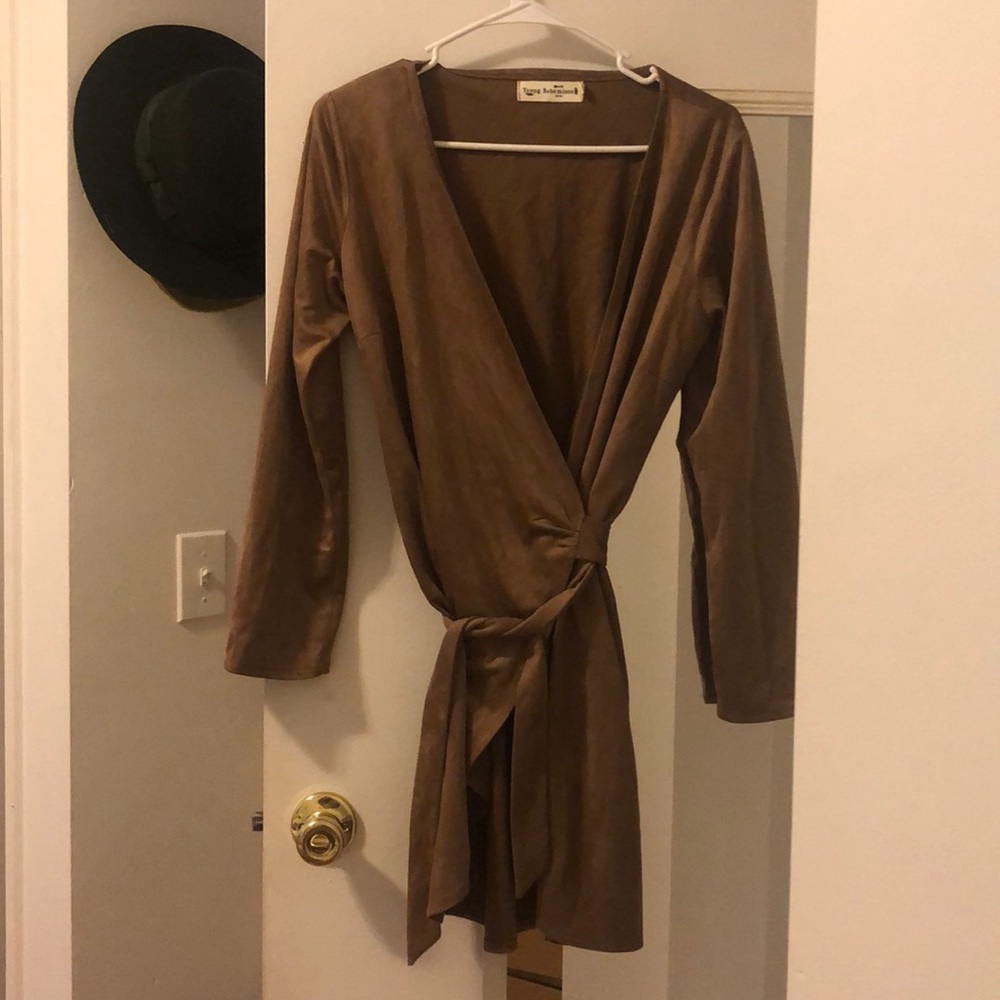 Young Bohemians Faux Suede Wrap Dress